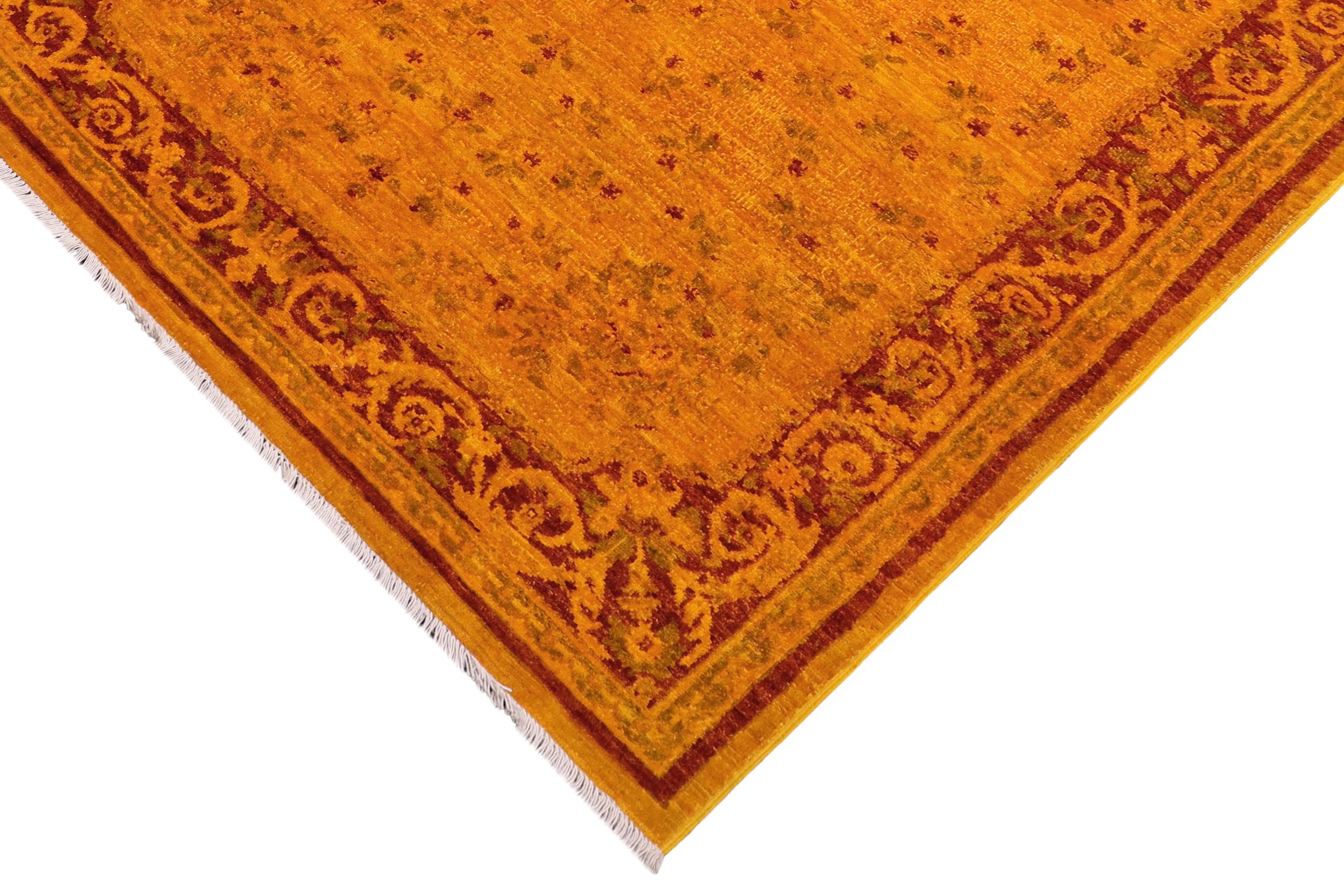 handmade Over Dyed Over Dyed Gold Red Hand Knotted RECTANGLE 100% WOOL area rug 4' x 6'