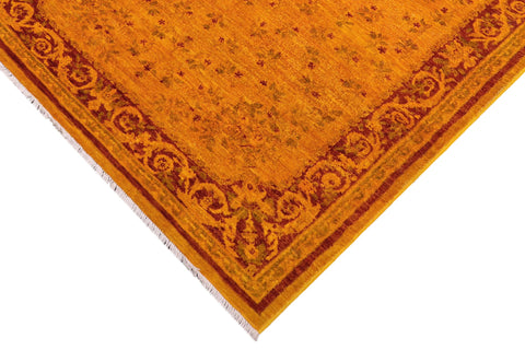 handmade Over Dyed Over Dyed Gold Red Hand Knotted RECTANGLE 100% WOOL area rug 4' x 6'