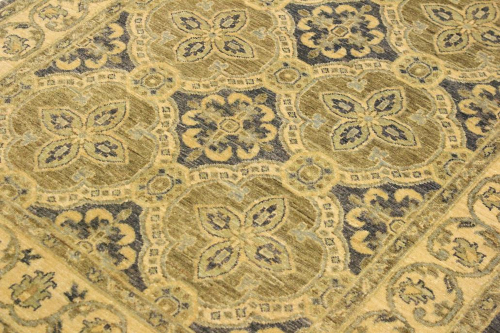 handmade Transitional Kafkaz Bluish Gray Tan Hand Knotted RECTANGLE 100% WOOL area rug 4X6