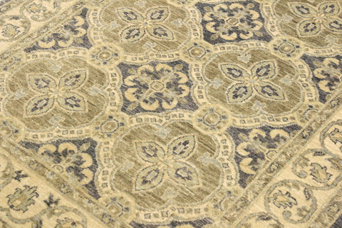 handmade Transitional Kafkaz Bluish Gray Tan Hand Knotted RECTANGLE 100% WOOL area rug 4' x 6'