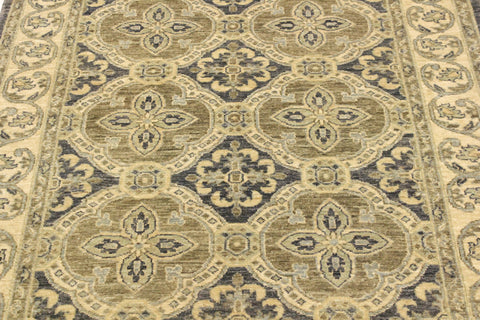 handmade Transitional Kafkaz Bluish Gray Tan Hand Knotted RECTANGLE 100% WOOL area rug 4' x 6'