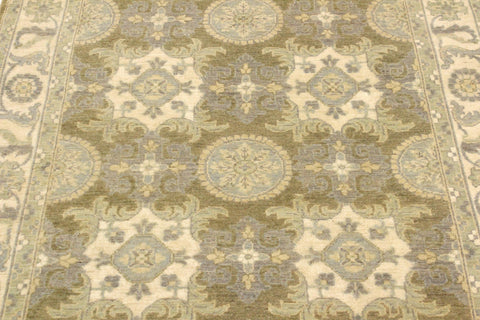 handmade Transitional Kafkaz Lt. Green Ivory Hand Knotted RECTANGLE 100% WOOL area rug 4' x 6'