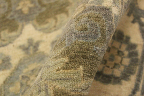 handmade Transitional Kafkaz Lt. Green Ivory Hand Knotted RECTANGLE 100% WOOL area rug 4' x 6'