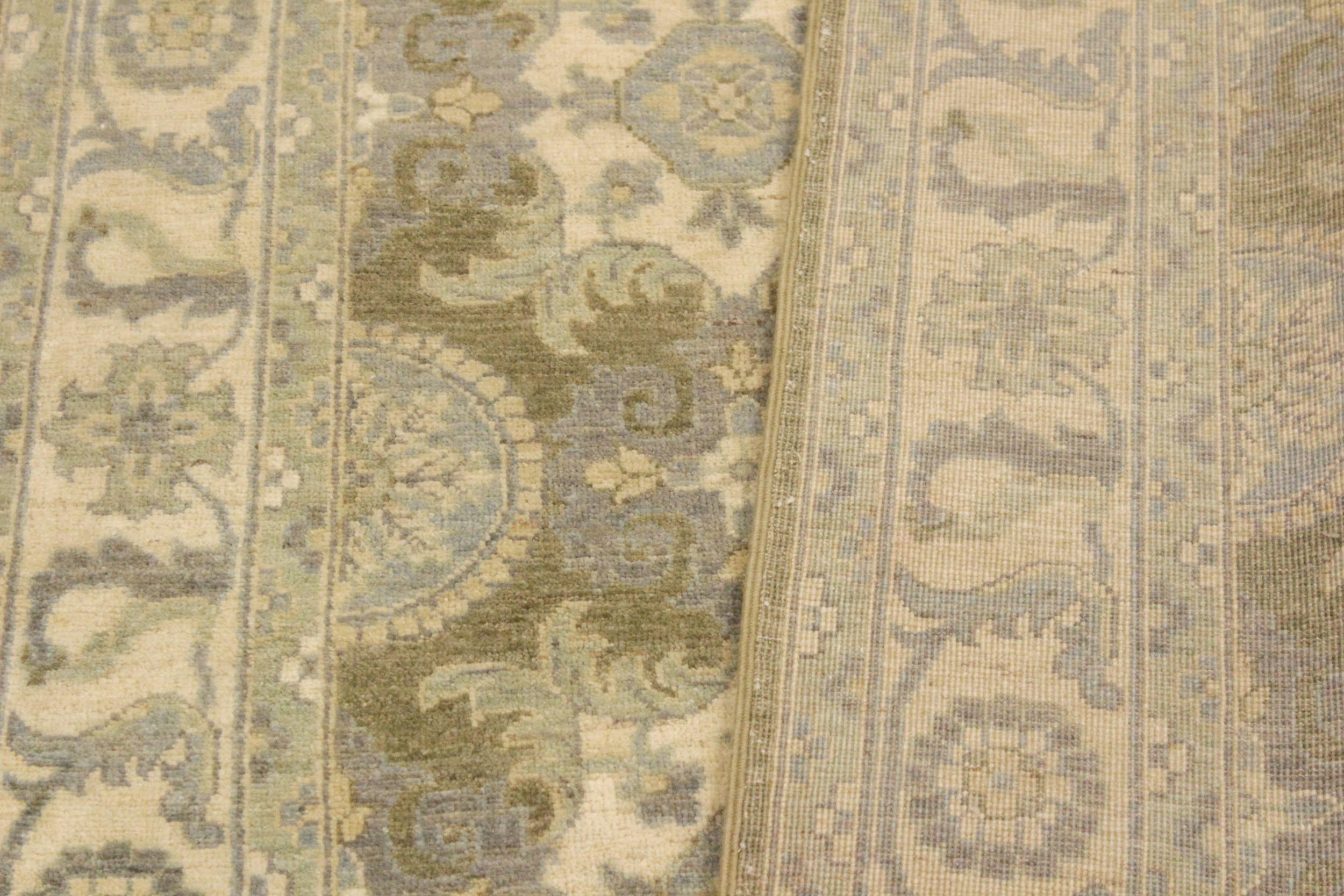 handmade Transitional Kafkaz Lt. Green Ivory Hand Knotted RECTANGLE 100% WOOL area rug 4' x 6'