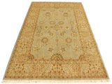 handmade Traditional Design Lt. Blue Gold Hand Knotted RECTANGLE 100% WOOL area rug 4x6
