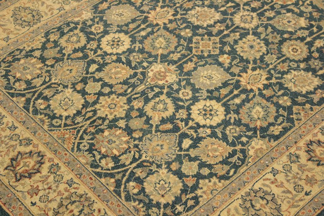 handmade Transitional Design Teal Blue Ivory Hand Knotted RECTANGLE 100% WOOL area rug 4'X6'