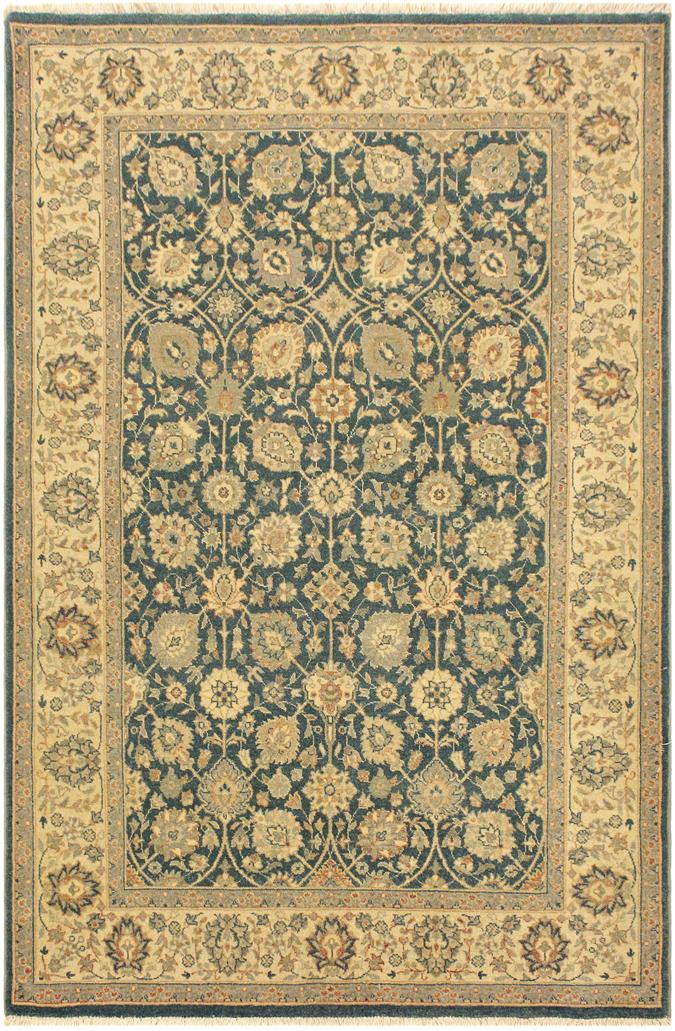 handmade Transitional Design Teal Blue Ivory Hand Knotted RECTANGLE 100% WOOL area rug 4'X6'