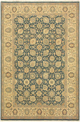 handmade Transitional Design Teal Blue Ivory Hand Knotted RECTANGLE 100% WOOL area rug 4'X6'