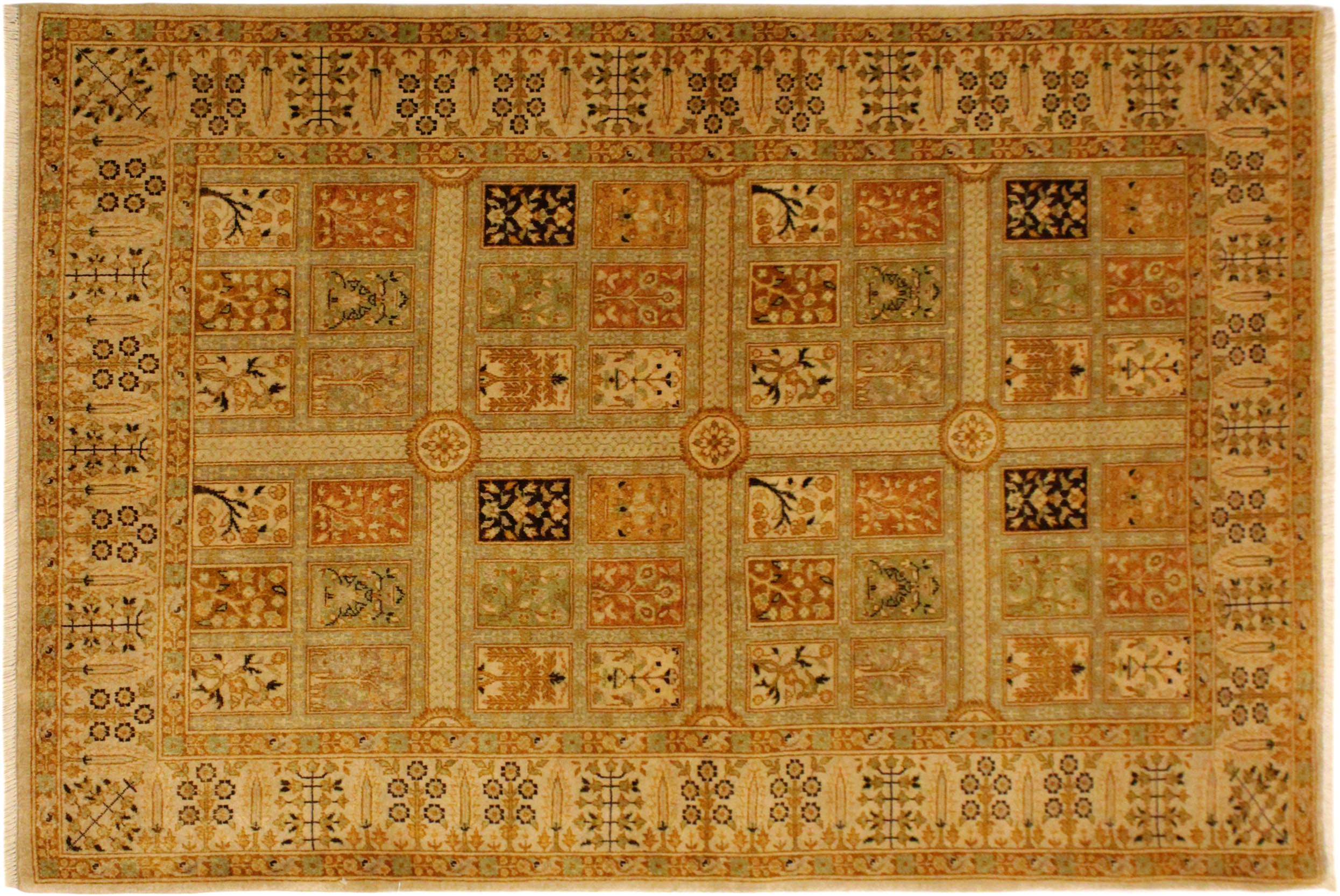 handmade Transitional Design Tan Gold Hand Knotted RECTANGLE 100% WOOL area rug 4' x 6'