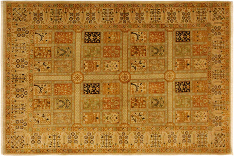 handmade Transitional Design Tan Gold Hand Knotted RECTANGLE 100% WOOL area rug 4' x 6'
