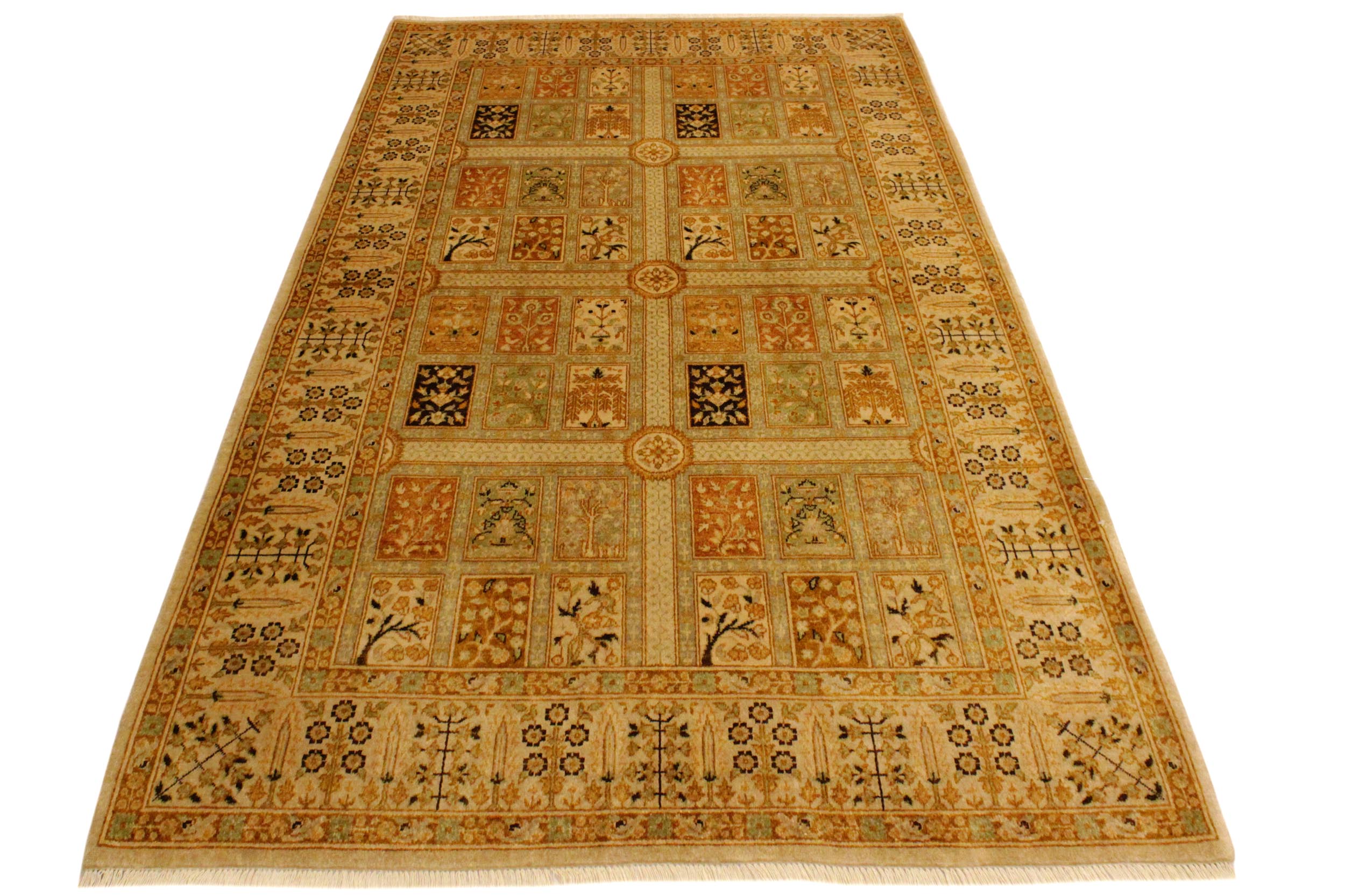 handmade Transitional Design Tan Gold Hand Knotted RECTANGLE 100% WOOL area rug 4' x 6'