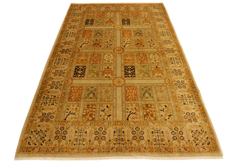 handmade Transitional Design Tan Gold Hand Knotted RECTANGLE 100% WOOL area rug 4' x 6'