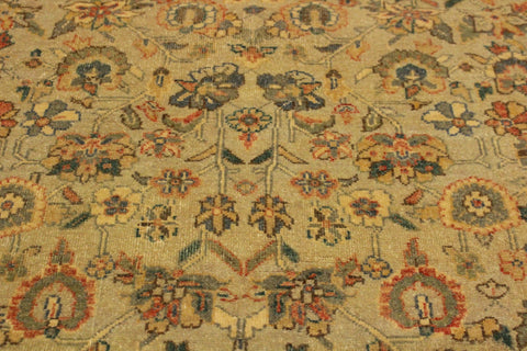 handmade Traditional Design Tan Green Hand Knotted RECTANGLE 100% WOOL area rug 4' x 6'