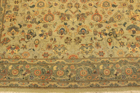 handmade Traditional Design Tan Green Hand Knotted RECTANGLE 100% WOOL area rug 4' x 6'
