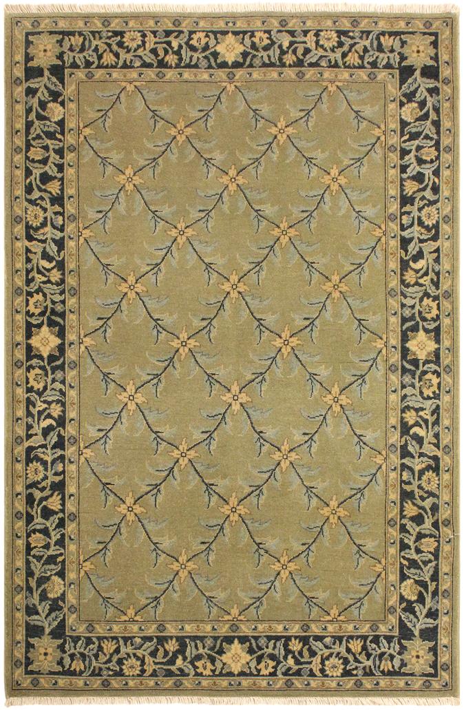 handmade Transitional Design Lt. Green Charcoal Hand Knotted RECTANGLE 100% WOOL area rug 4'X6'