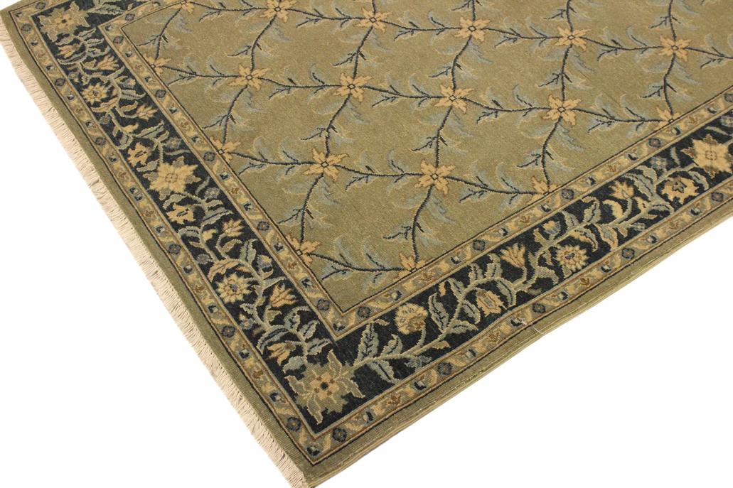 handmade Transitional Design Lt. Green Charcoal Hand Knotted RECTANGLE 100% WOOL area rug 4'X6'