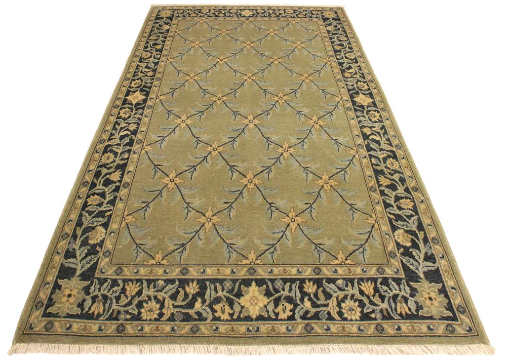 handmade Transitional Design Lt. Green Charcoal Hand Knotted RECTANGLE 100% WOOL area rug 4'X6'