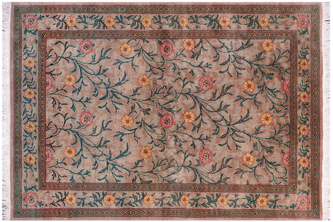 handmade Transitional Jasmain Lt. Brown Lt. Brown Hand Knotted RECTANGLE 100% WOOL area rug 4x6