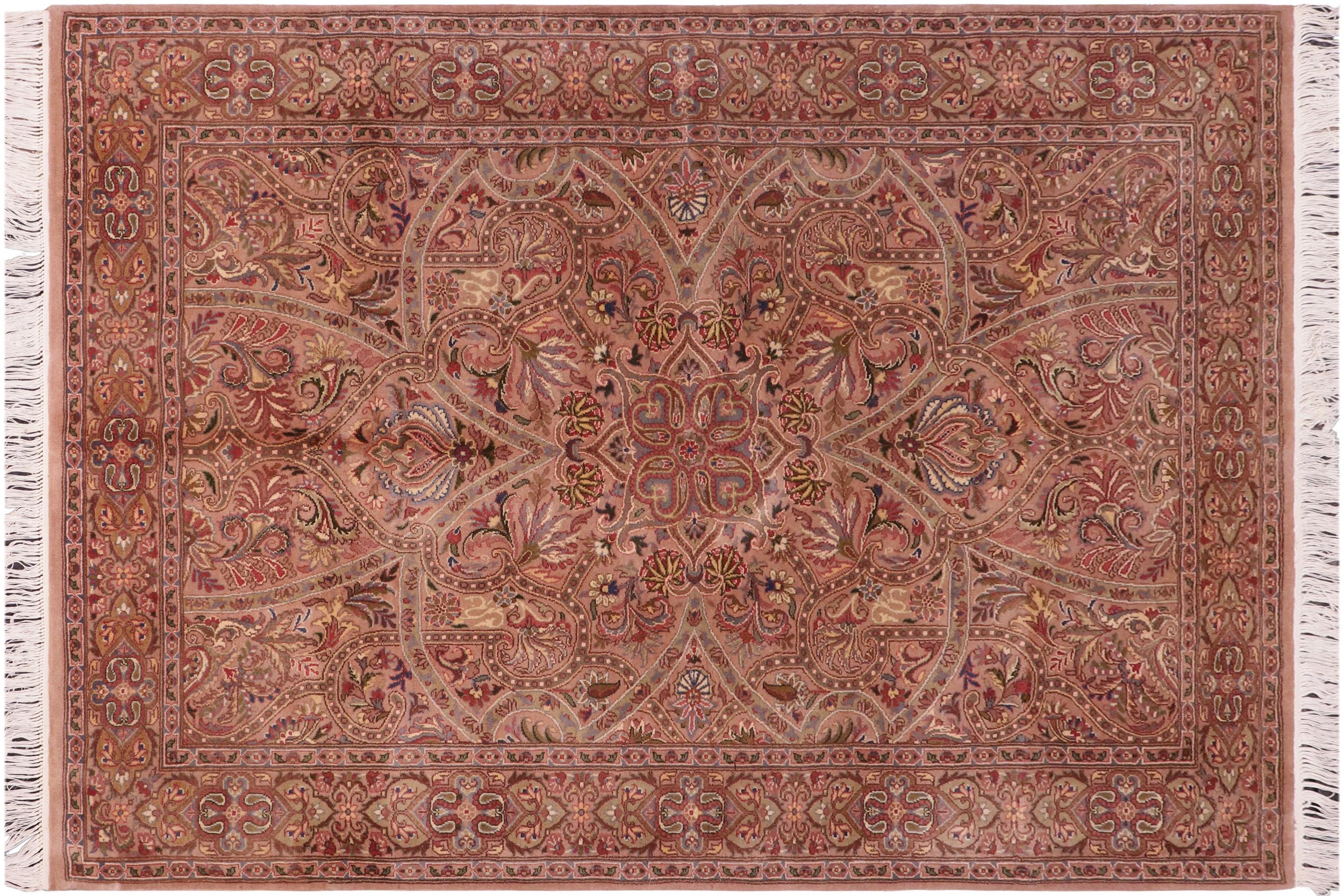 handmade Traditional Razia Lt. Brown Lt. Brown Hand Knotted RECTANGLE 100% WOOL area rug 4x6