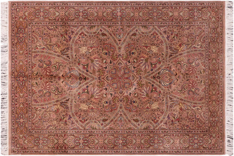 handmade Traditional Razia Lt. Brown Lt. Brown Hand Knotted RECTANGLE 100% WOOL area rug 4x6