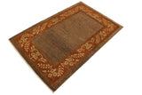 handmade Modern Gabbeh Brown Rust Hand Knotted RECTANGLE 100% WOOL area rug 4 x 6