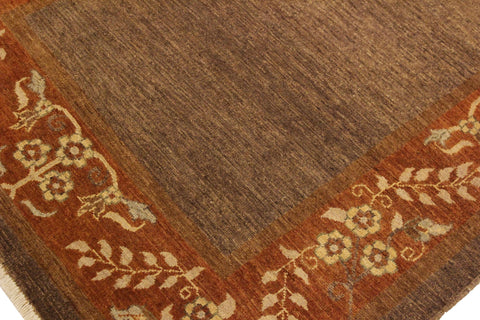 handmade Modern Gabbeh Brown Rust Hand Knotted RECTANGLE 100% WOOL area rug 4' x 6'