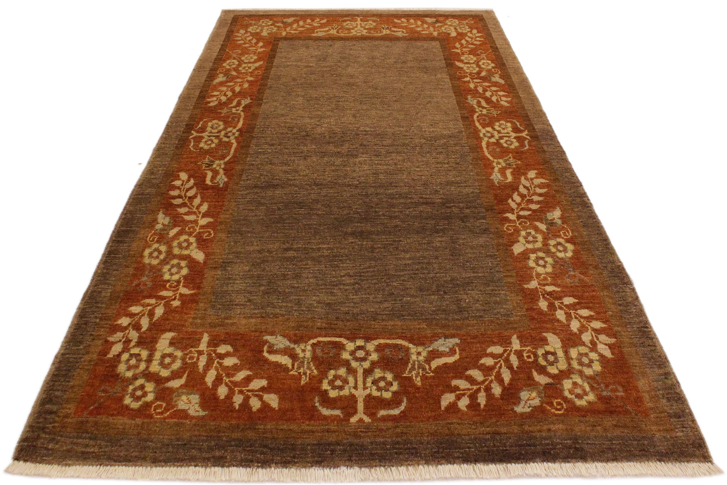 handmade Modern Gabbeh Brown Rust Hand Knotted RECTANGLE 100% WOOL area rug 4' x 6'