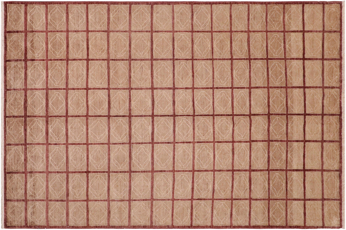 handmade Modern Gabbeh Tan Aubergine Hand Knotted RECTANGLE 100% WOOL area rug 8' x 10'
