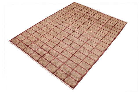 handmade Modern Gabbeh Tan Aubergine Hand Knotted RECTANGLE 100% WOOL area rug 8' x 10'