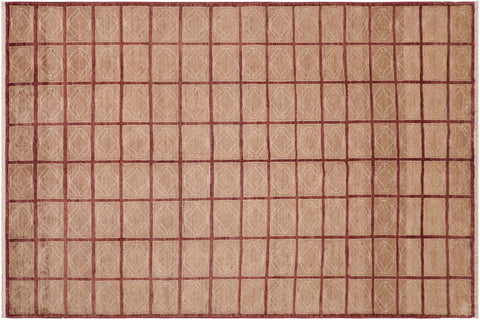 handmade Modern Gabbeh Tan Aubergine Hand Knotted RECTANGLE 100% WOOL area rug 8' x 10'
