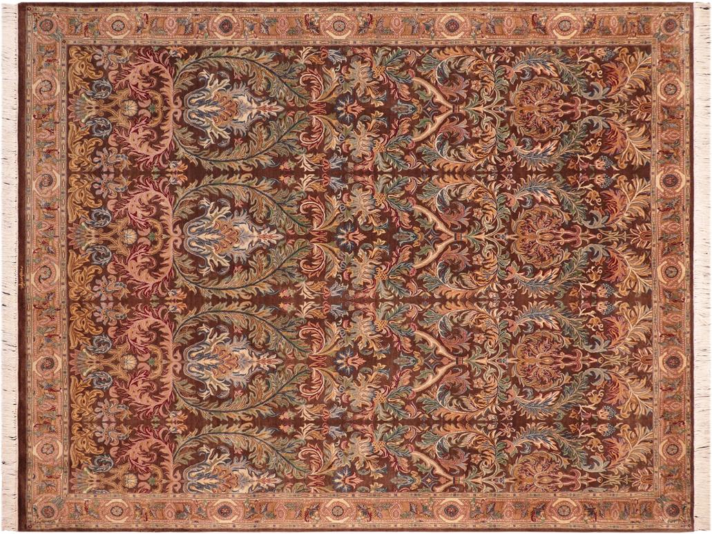 handmade Traditional Imran Brown Gold Hand Knotted RECTANGLE 100% WOOL area rug 8x10