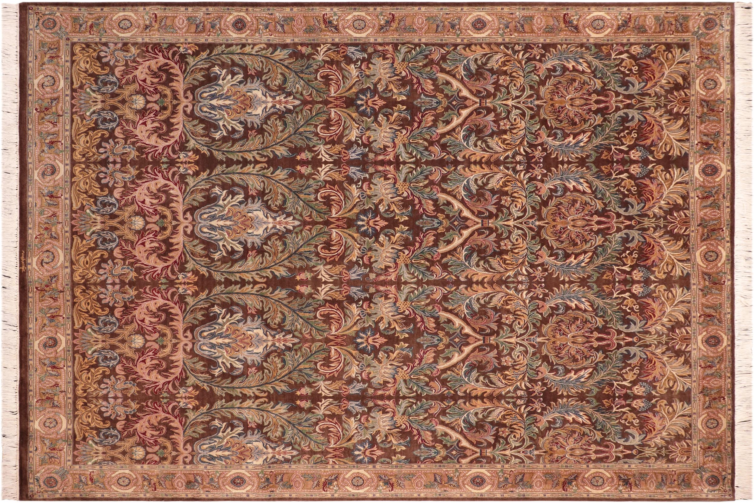 handmade Transitional Imran Brown Gold Hand Knotted RECTANGLE 100% WOOL area rug 8x10