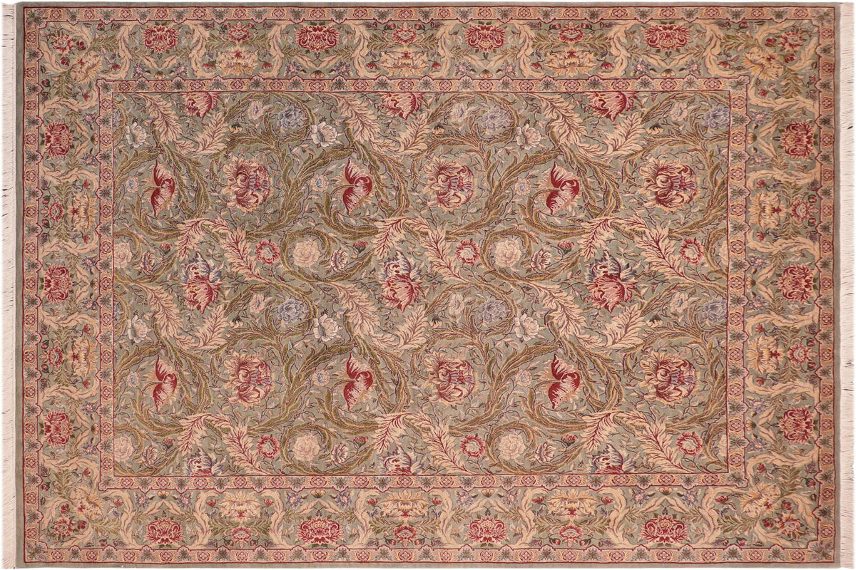 handmade Transitional Marry Gold Green Red Hand Knotted RECTANGLE 100% WOOL area rug 8x10