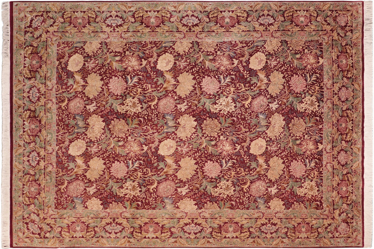 handmade Transitional Spring Red Brown Hand Knotted RECTANGLE 100% WOOL area rug 8x10