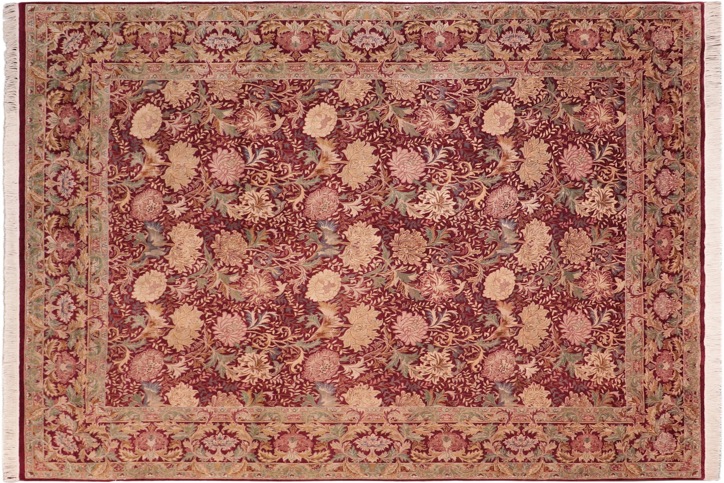 handmade Transitional Spring Red Brown Hand Knotted RECTANGLE 100% WOOL area rug 8x10