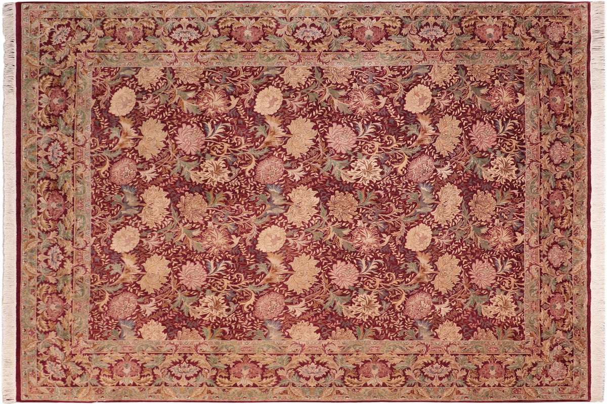 handmade Transitional Spring Red Brown Hand Knotted RECTANGLE 100% WOOL area rug 8x10