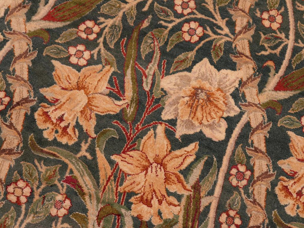 handmade Traditional Dafodils Green Gray Hand Knotted RECTANGLE 100% WOOL area rug 8x10