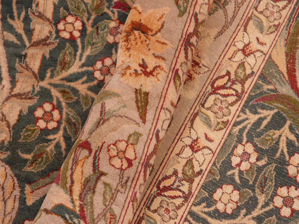 handmade Traditional Dafodils Green Gray Hand Knotted RECTANGLE 100% WOOL area rug 8x10