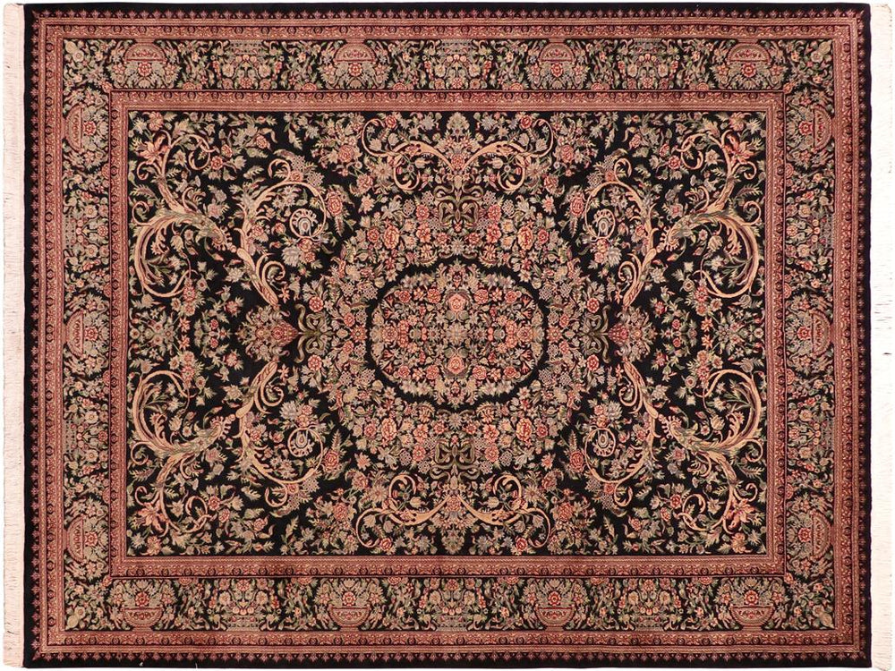 handmade Traditional Tamour Black Beige Hand Knotted RECTANGLE 100% WOOL area rug 8x10