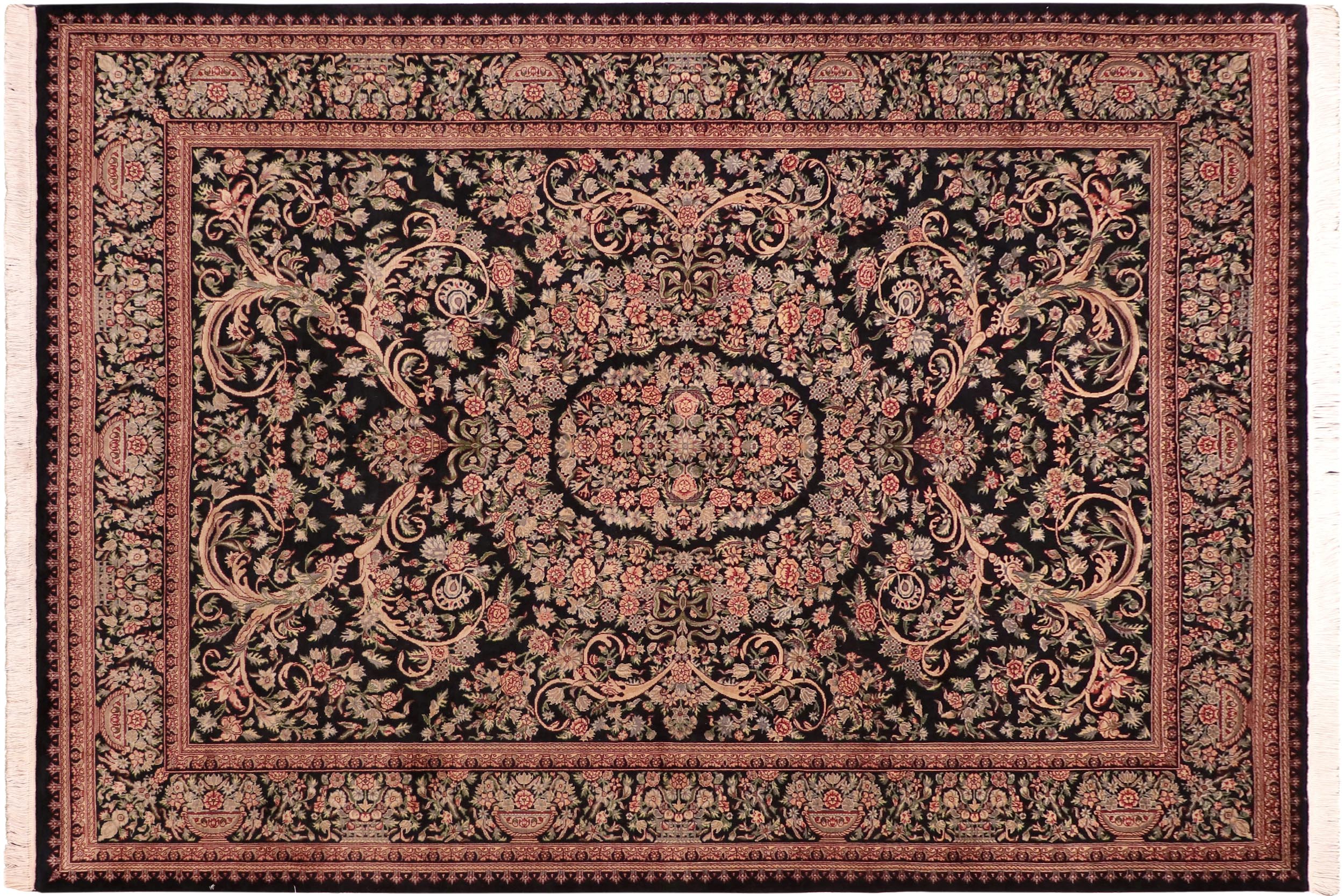 handmade Traditional Tamour Black Beige Hand Knotted RECTANGLE 100% WOOL area rug 8x10