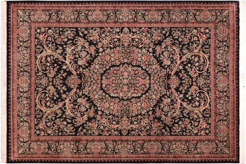handmade Traditional Tamour Black Beige Hand Knotted RECTANGLE 100% WOOL area rug 8x10