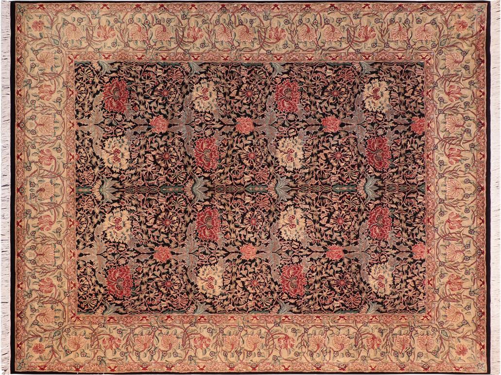 handmade Traditional William Black Beige Hand Knotted RECTANGLE 100% WOOL area rug 8x10