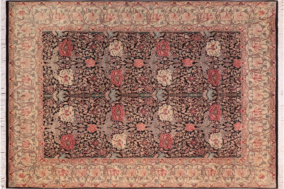 handmade Transitional William Black Beige Hand Knotted RECTANGLE 100% WOOL area rug 8x10