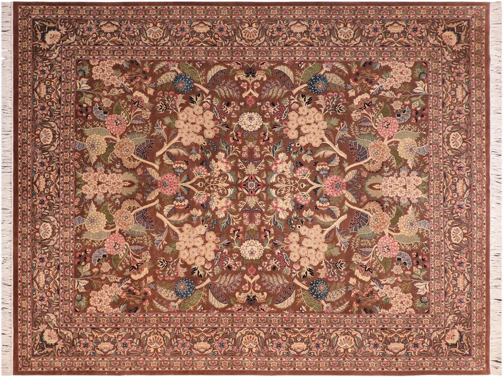 handmade Traditional Nagi Brown Blue Hand Knotted RECTANGLE 100% WOOL area rug 8x10