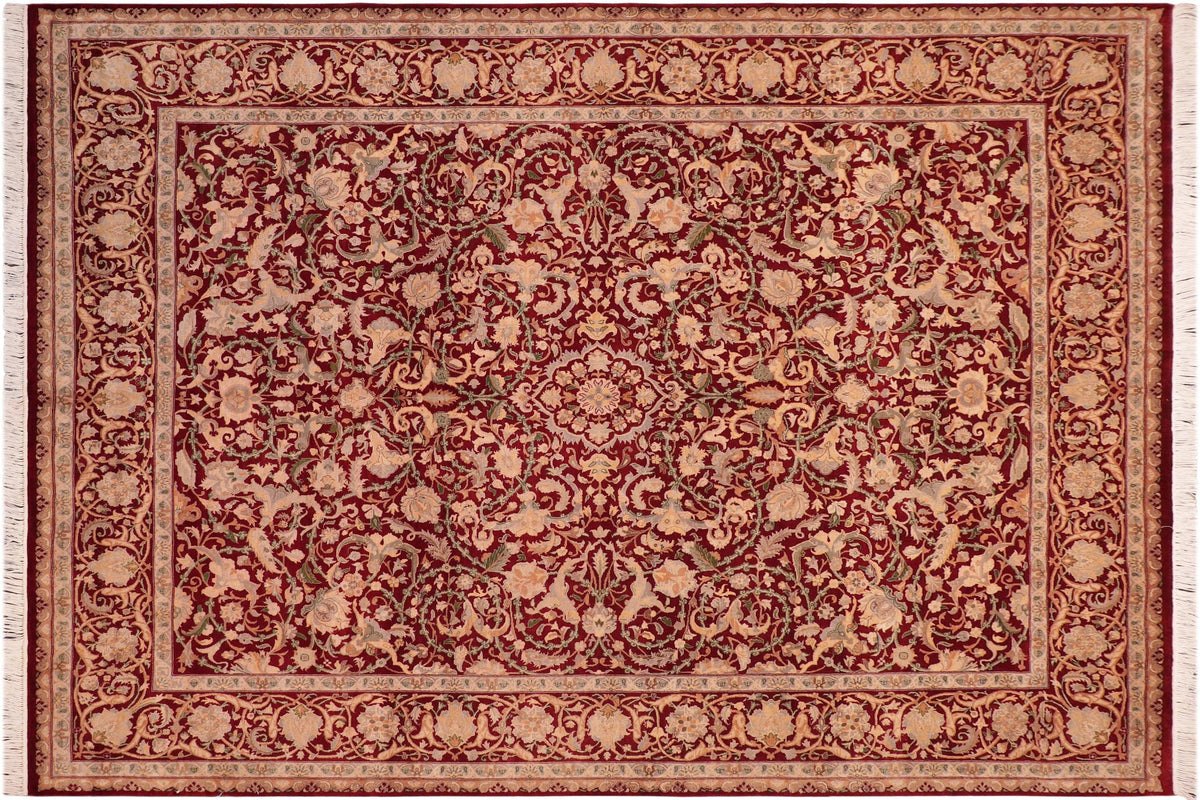 handmade Traditional Kashan Red Gold Hand Knotted RECTANGLE 100% WOOL area rug 8x10