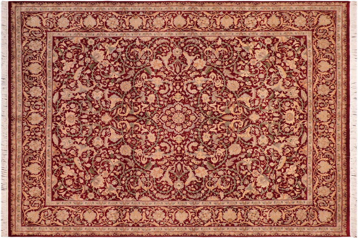 handmade Traditional Kashan Red Gold Hand Knotted RECTANGLE 100% WOOL area rug 8x10