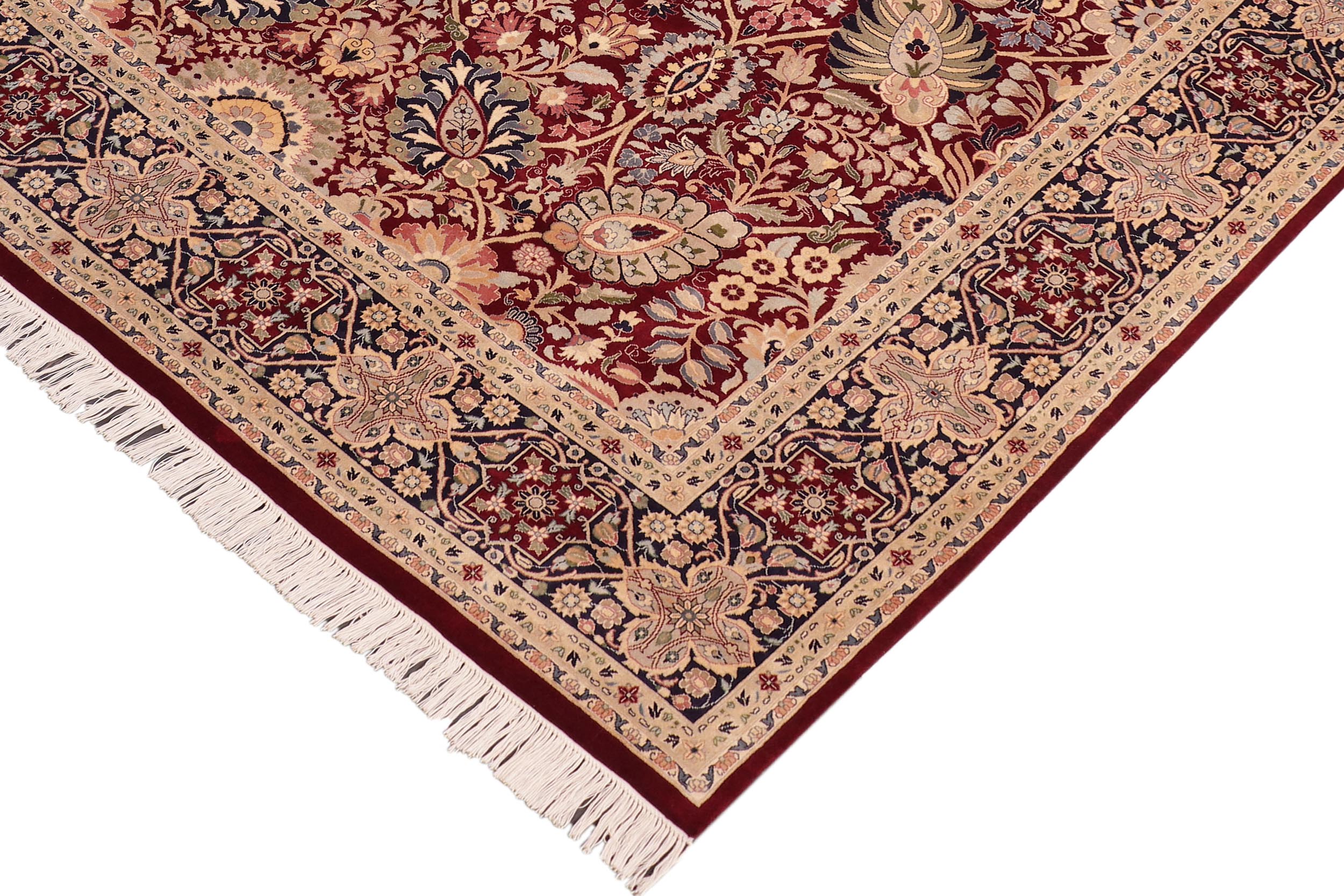 handmade Traditional Shahid Red Blue Hand Knotted RECTANGLE 100% WOOL area rug 8x10