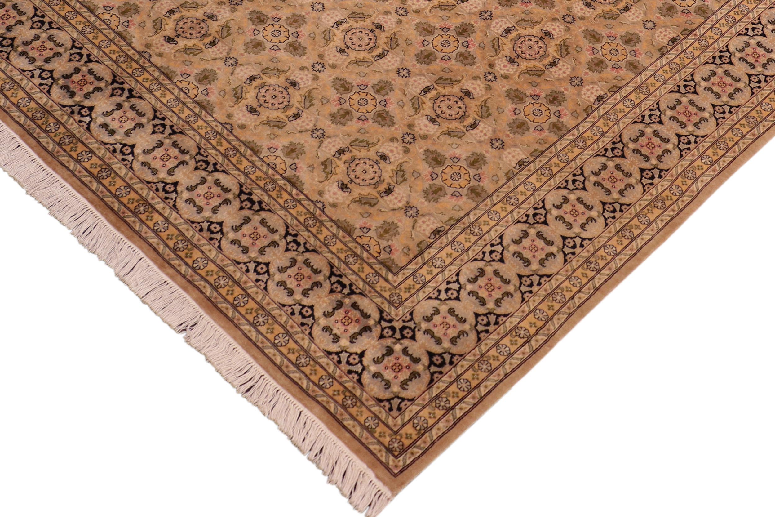 handmade Transitional Gulzar Gold Black Hand Knotted RECTANGLE 100% WOOL area rug 8x10