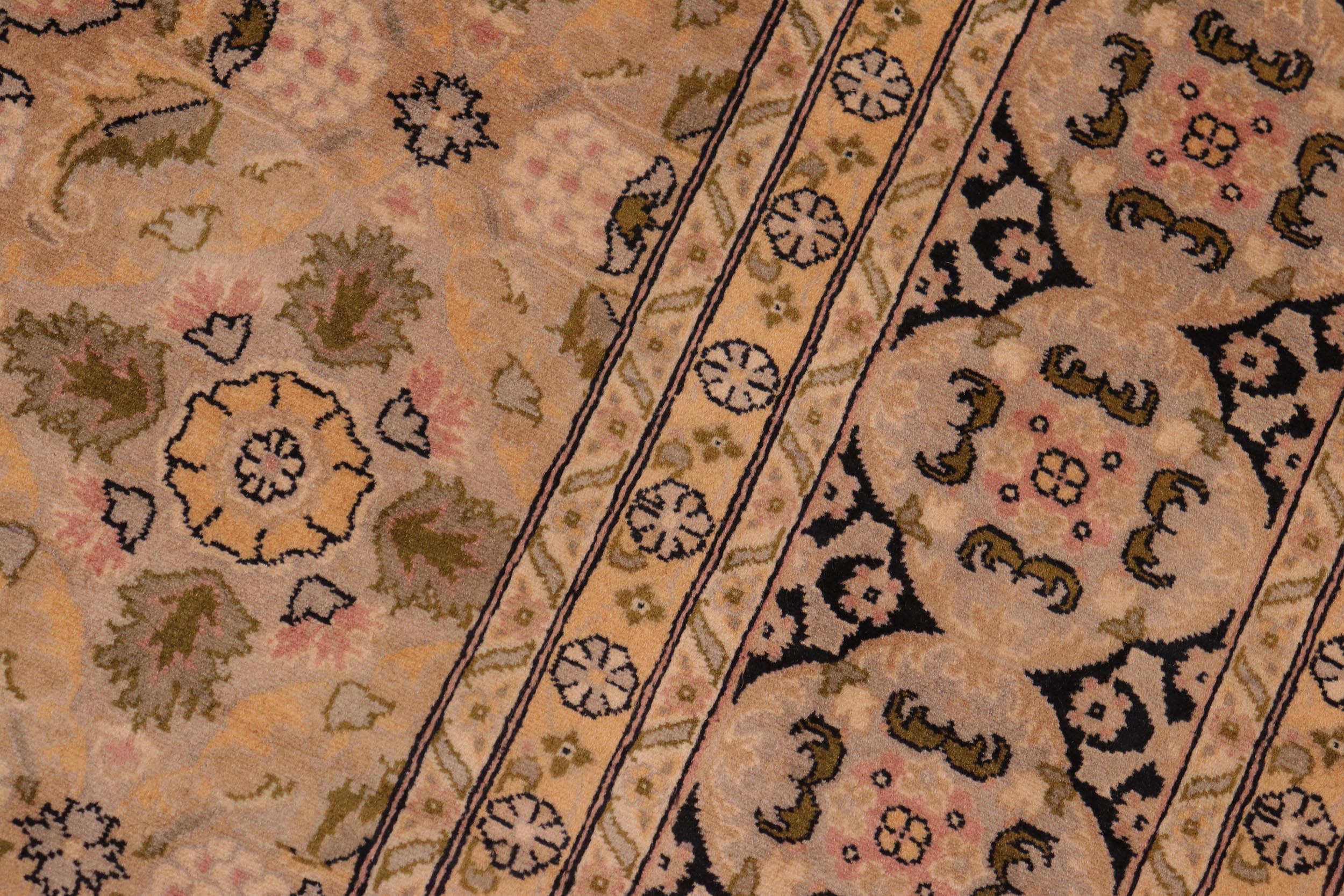 handmade Transitional Gulzar Gold Black Hand Knotted RECTANGLE 100% WOOL area rug 8x10