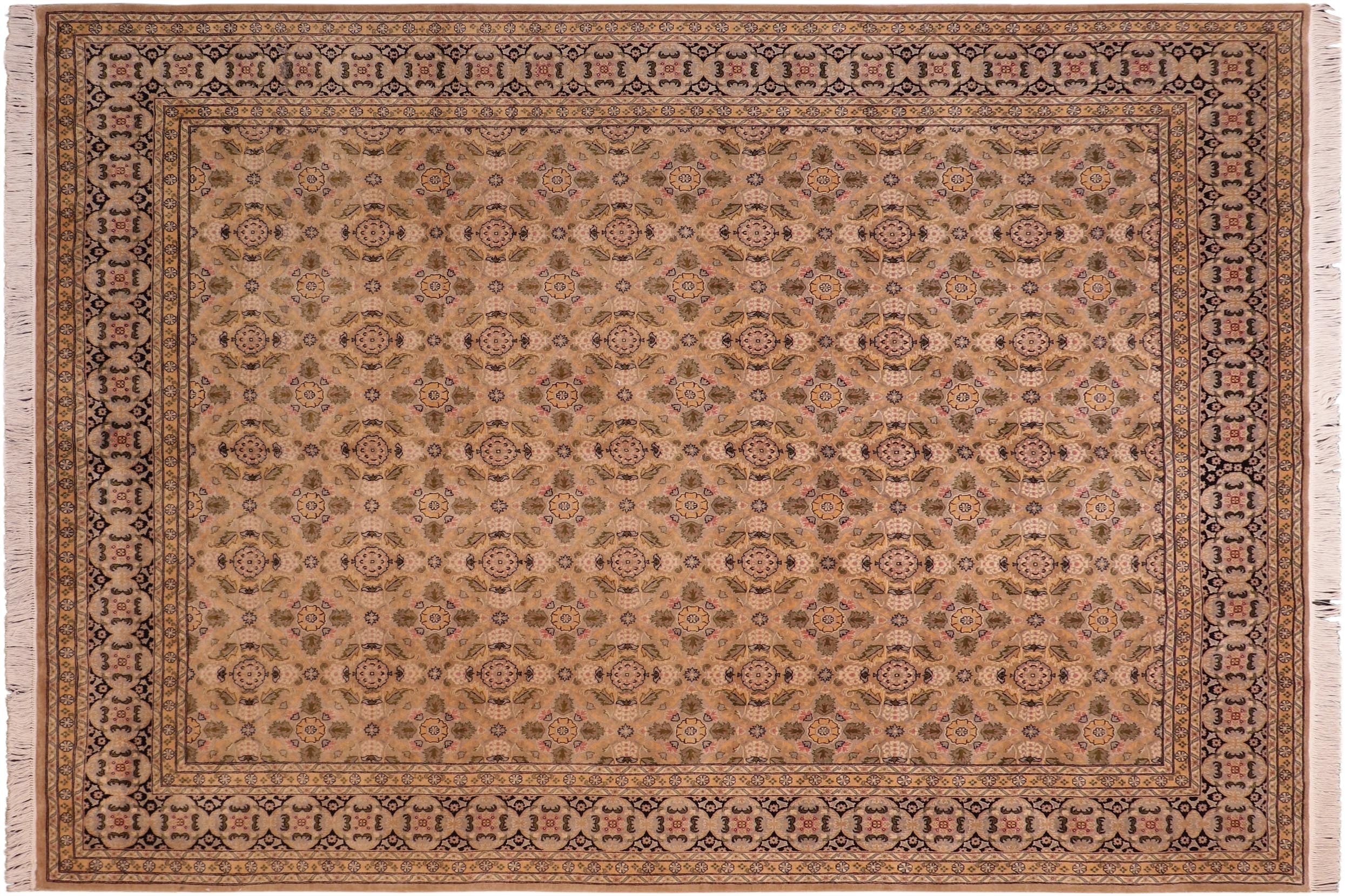 handmade Transitional Gulzar Gold Black Hand Knotted RECTANGLE 100% WOOL area rug 8x10